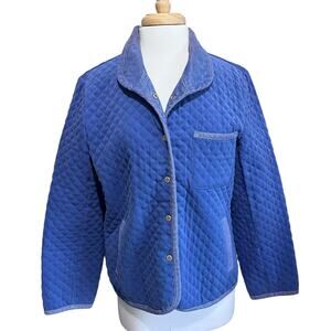 Vtg Talbots Quilted Barn Jacket Chore Coat Snap Corduroy Trim Purple sz M